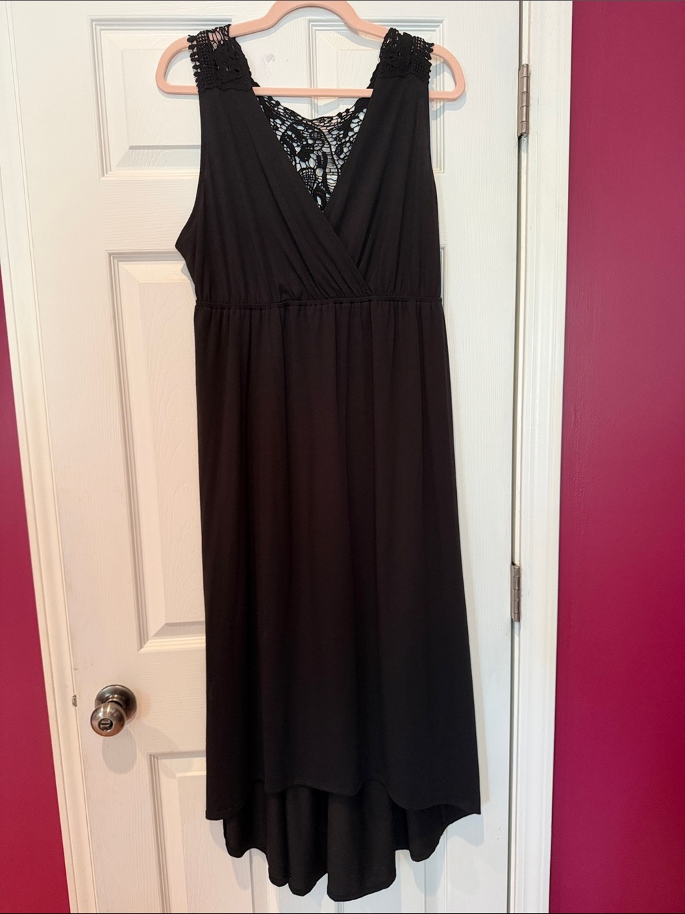 Faded Glory Black High-Low Lace-Back Sleeveless Dress